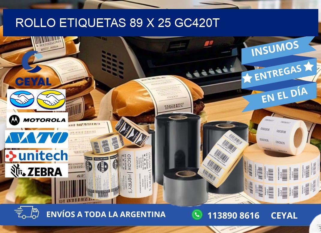Rollo etiquetas 89 x 25 gc420t