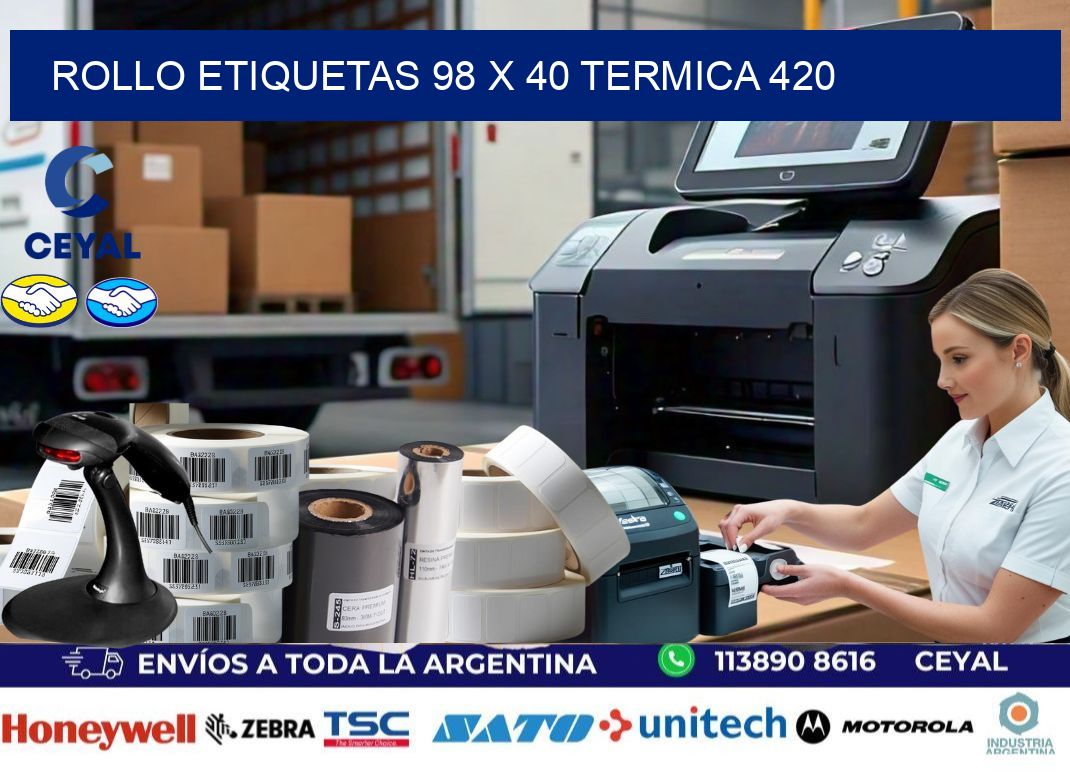 Rollo etiquetas 98 x 40 termica 420