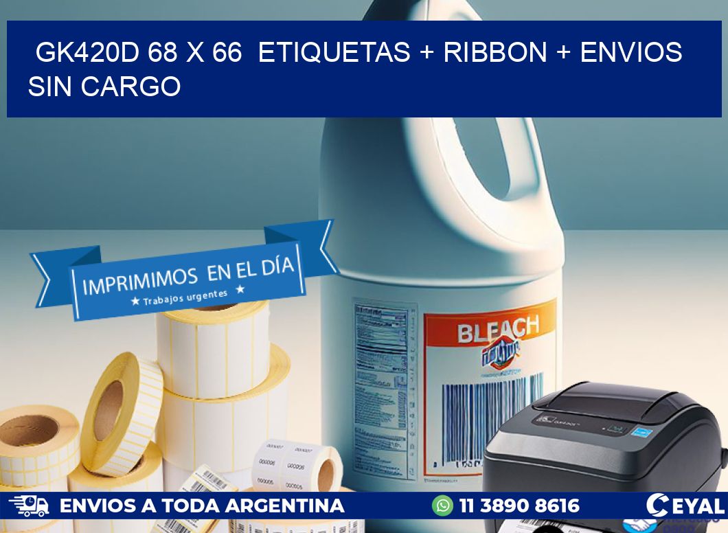 GK420D 68 x 66  etiquetas + ribbon + envios sin cargo
