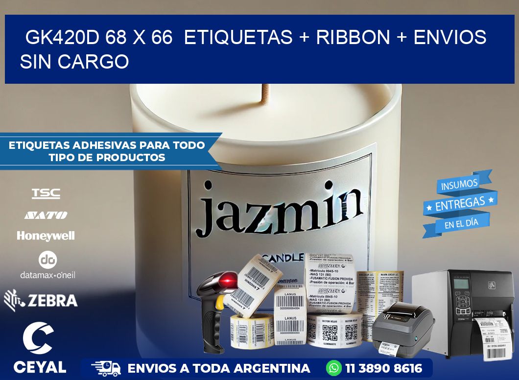 GK420D 68 x 66  etiquetas + ribbon + envios sin cargo