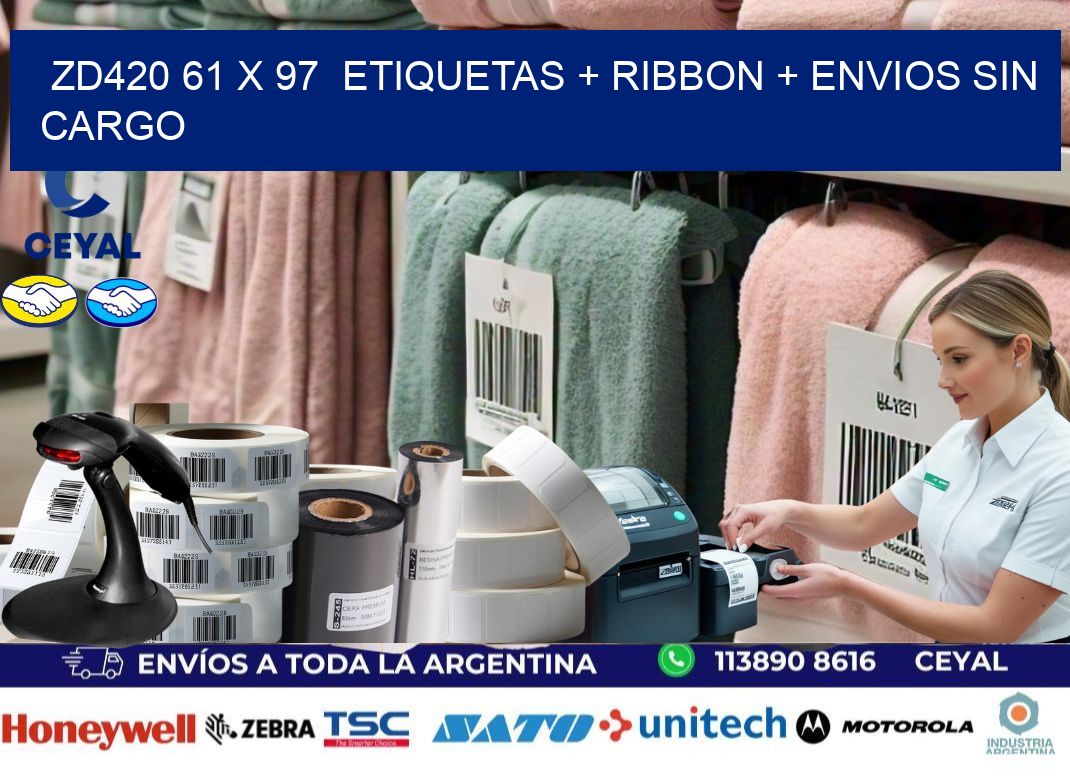 ZD420 61 x 97  etiquetas + ribbon + envios sin cargo