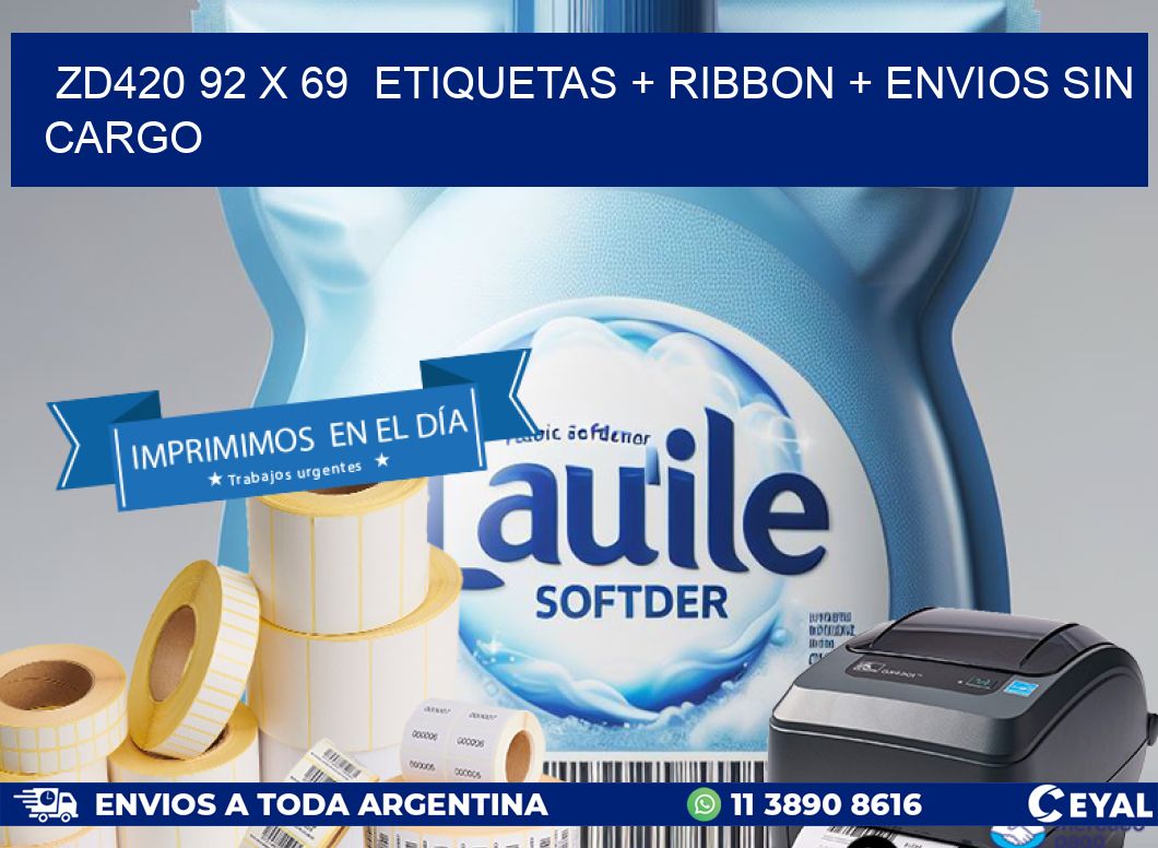 ZD420 92 x 69  etiquetas + ribbon + envios sin cargo