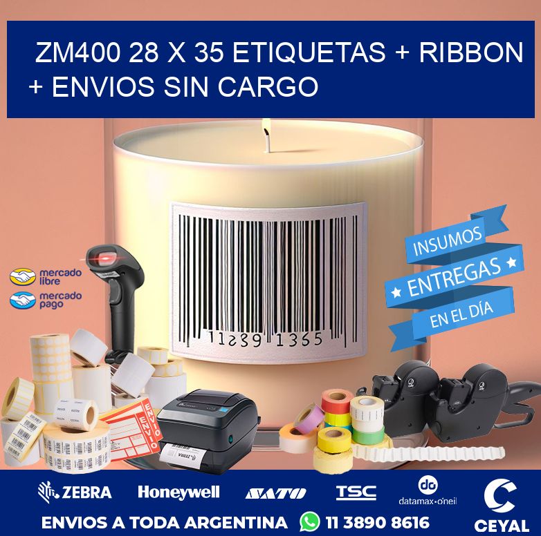 ZM400 28 x 35 etiquetas + ribbon + envios sin cargo