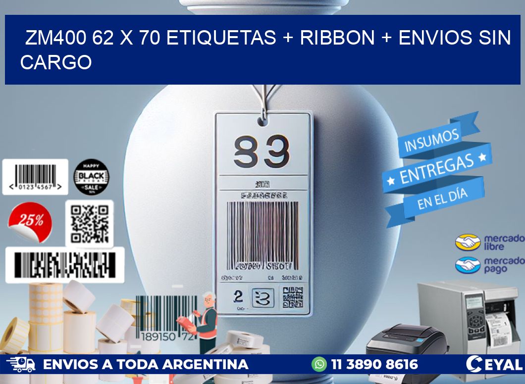 ZM400 62 x 70 etiquetas + ribbon + envios sin cargo