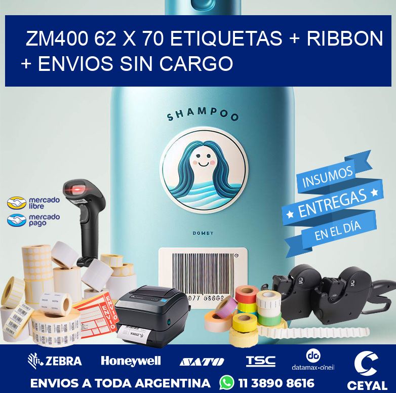 ZM400 62 x 70 etiquetas + ribbon + envios sin cargo
