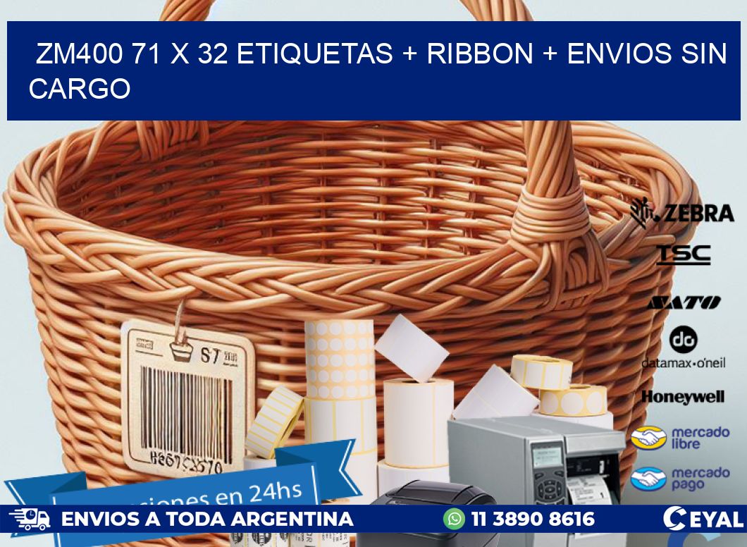 ZM400 71 x 32 etiquetas + ribbon + envios sin cargo