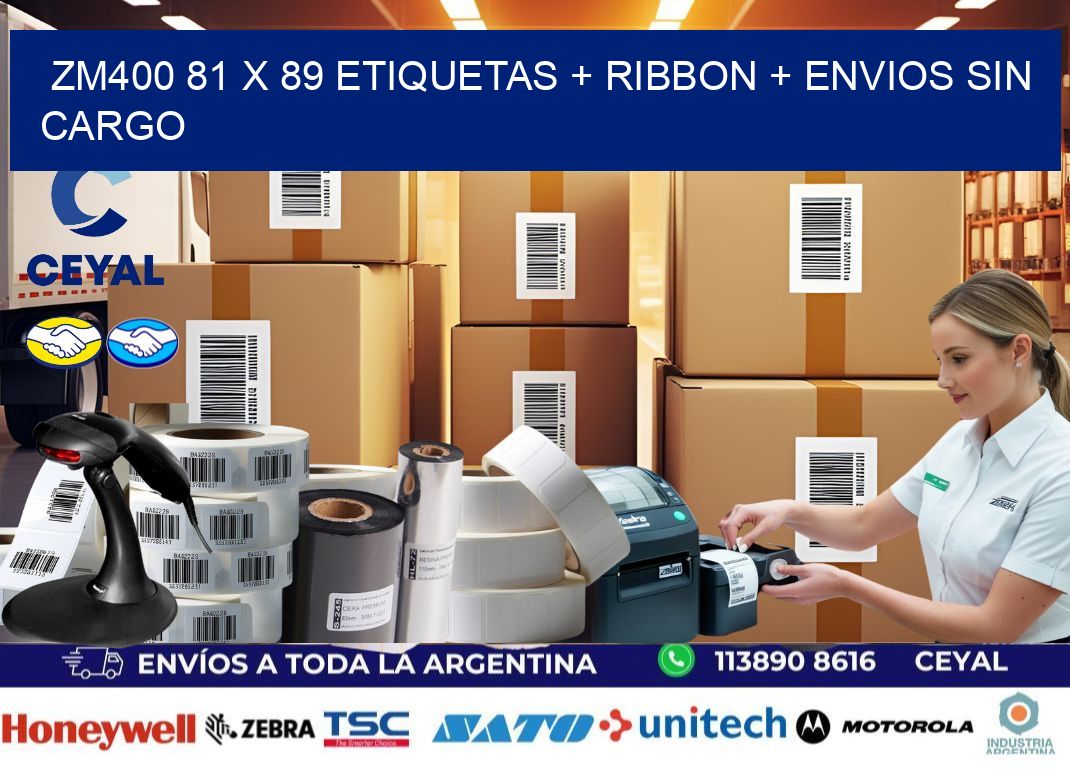 ZM400 81 x 89 etiquetas + ribbon + envios sin cargo