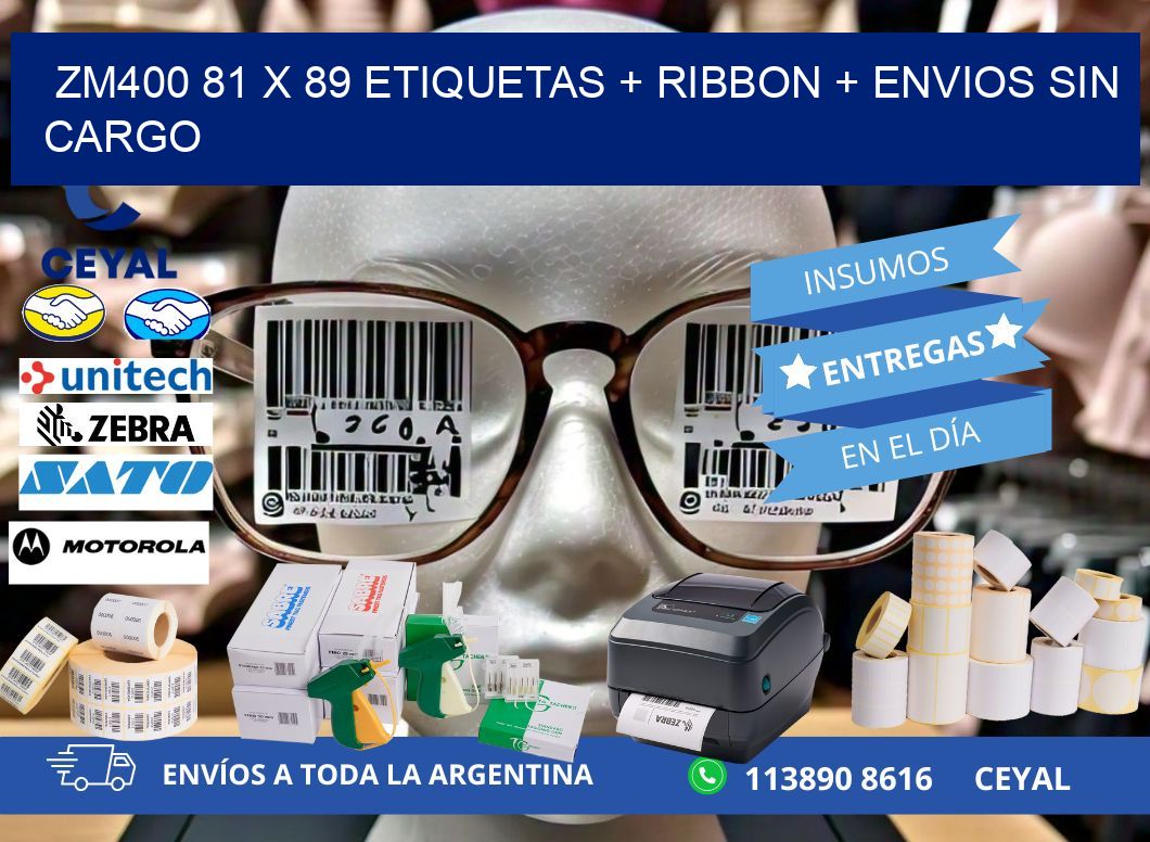 ZM400 81 x 89 etiquetas + ribbon + envios sin cargo