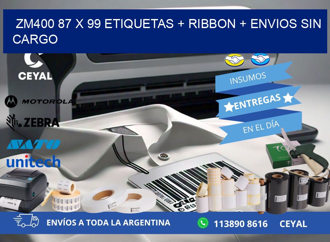 ZM400 87 x 99 etiquetas + ribbon + envios sin cargo