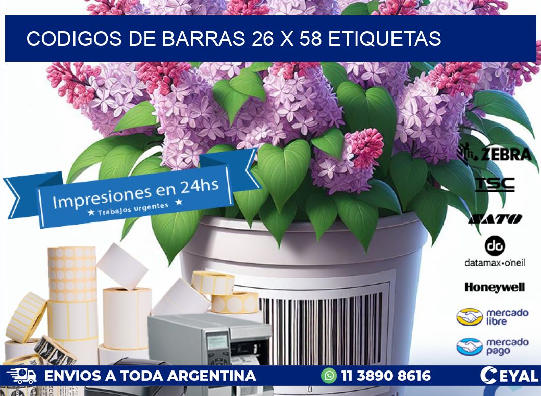 codigos de barras 26 x 58 etiquetas