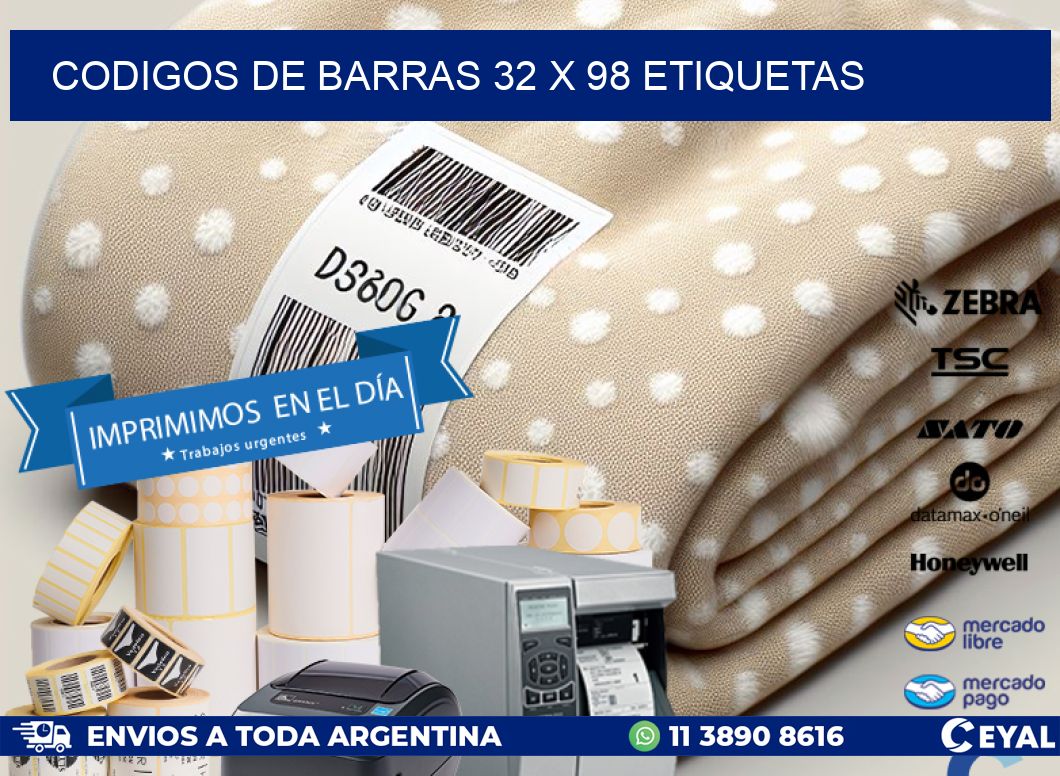 codigos de barras 32 x 98 etiquetas
