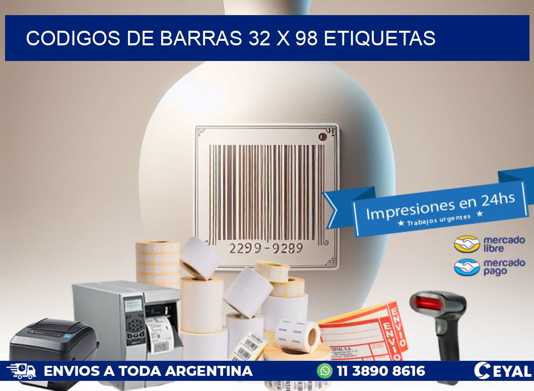 codigos de barras 32 x 98 etiquetas