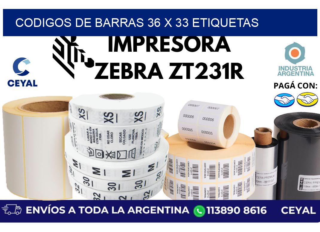 codigos de barras 36 x 33 etiquetas