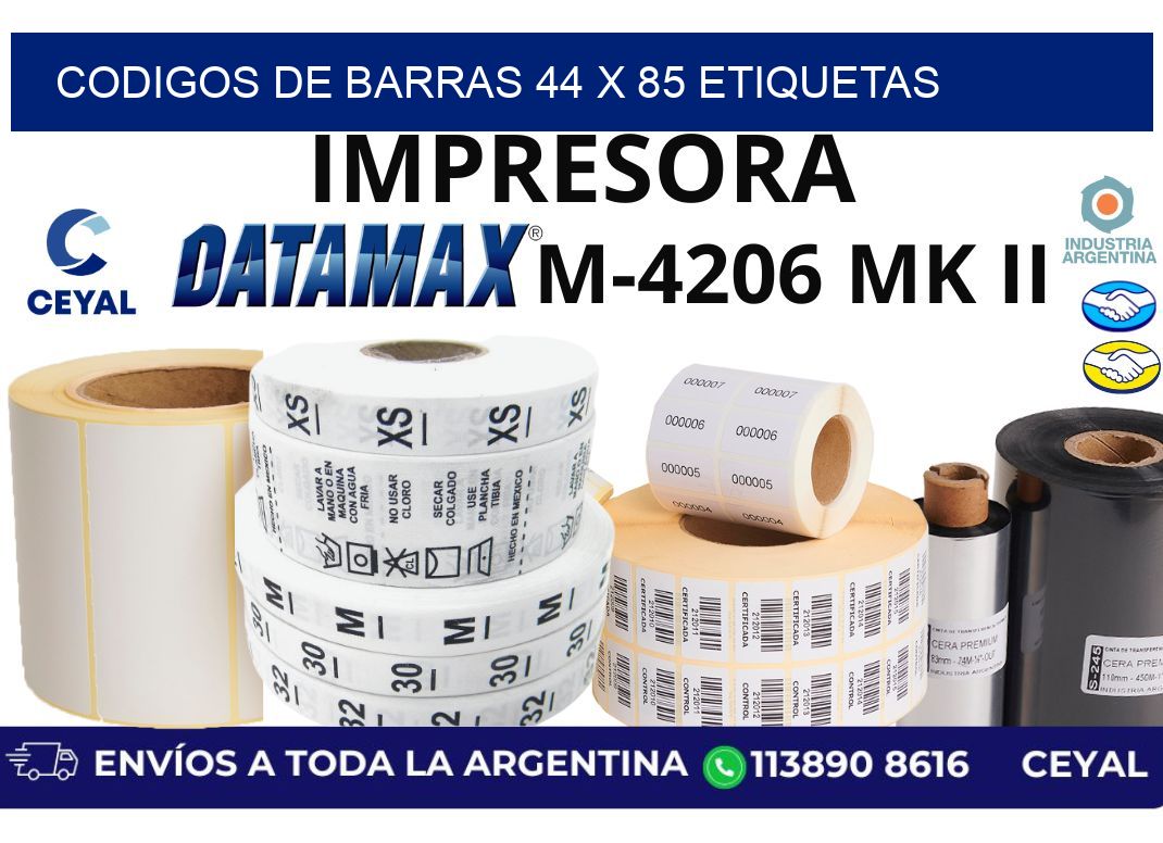 codigos de barras 44 x 85 etiquetas