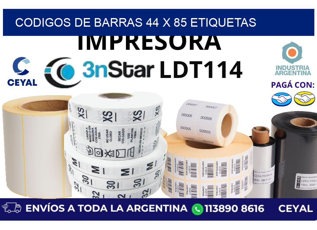 codigos de barras 44 x 85 etiquetas