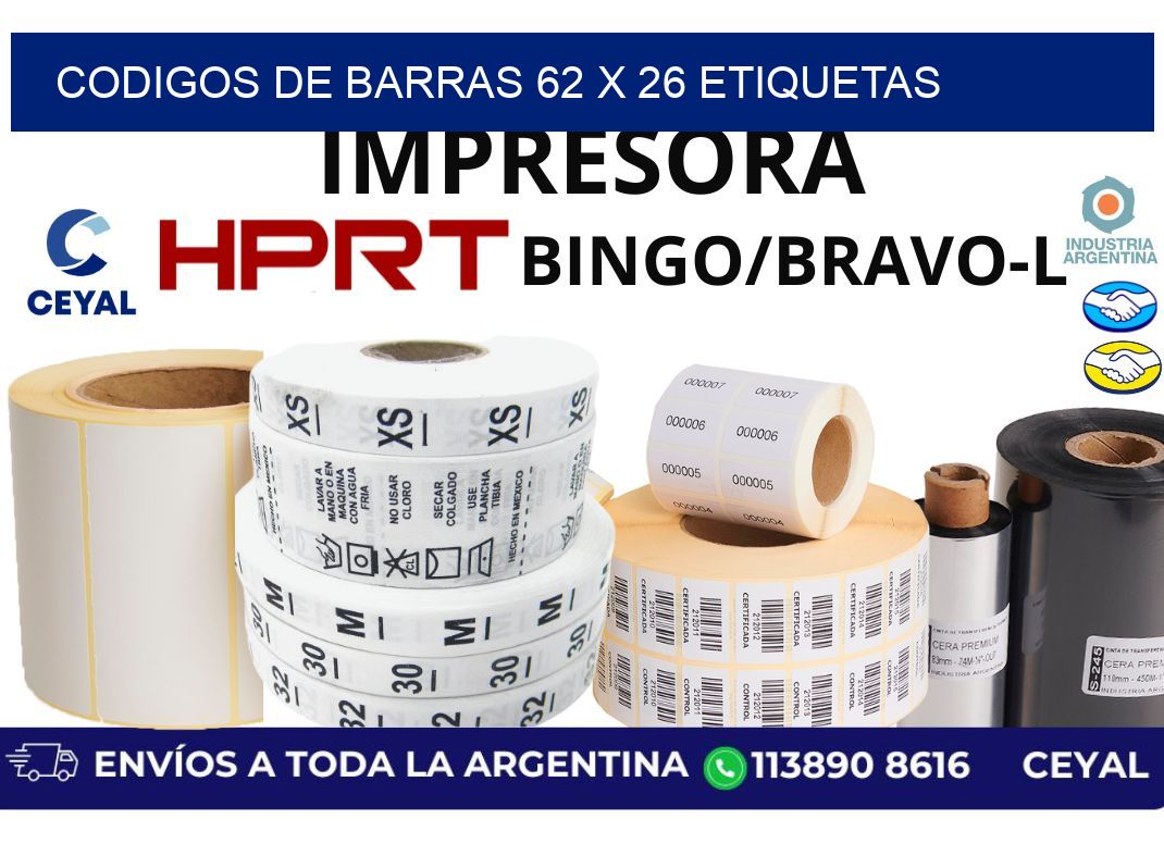 codigos de barras 62 x 26 etiquetas
