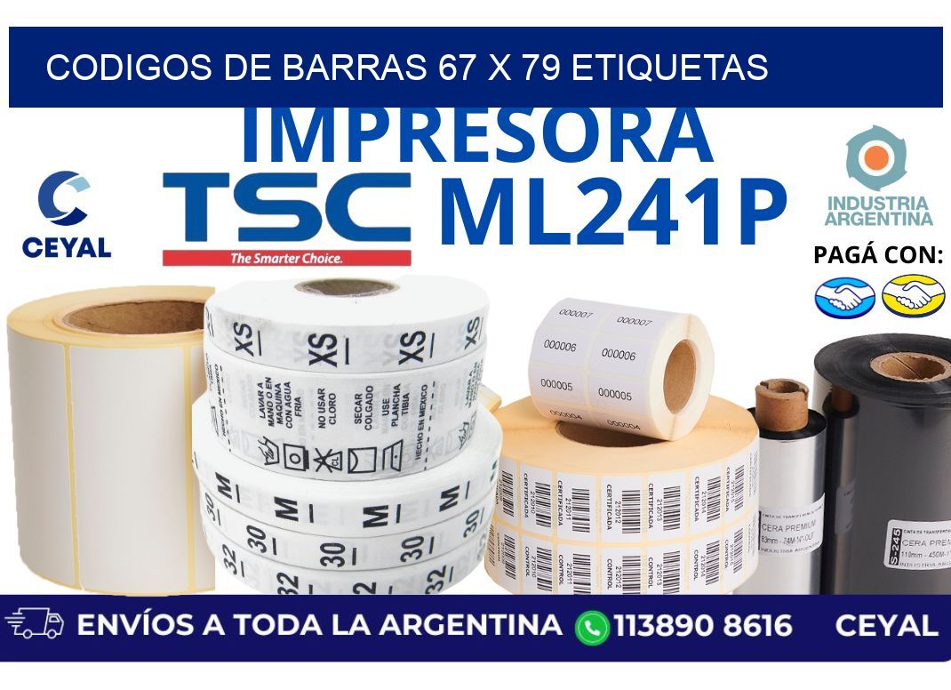codigos de barras 67 x 79 etiquetas