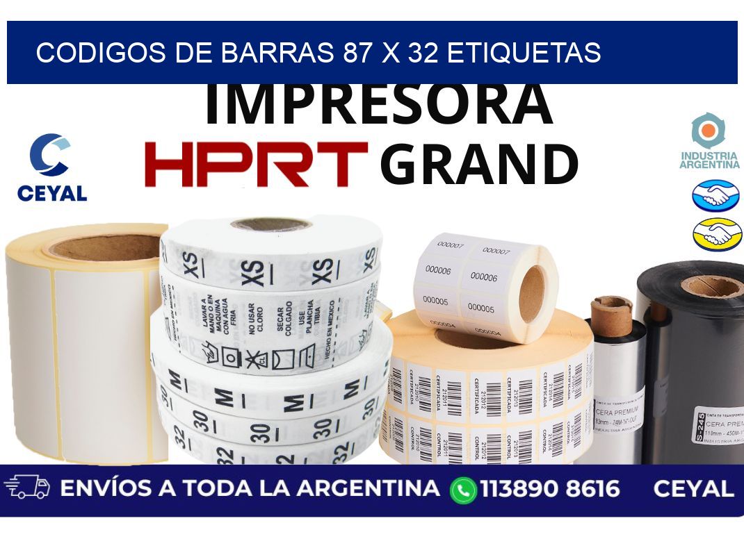 codigos de barras 87 x 32 etiquetas