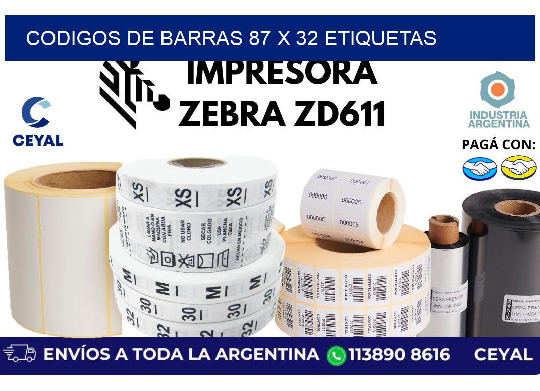 codigos de barras 87 x 32 etiquetas