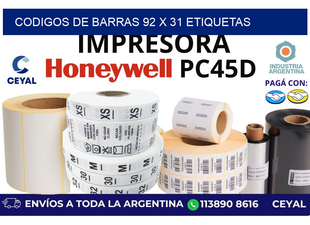 codigos de barras 92 x 31 etiquetas