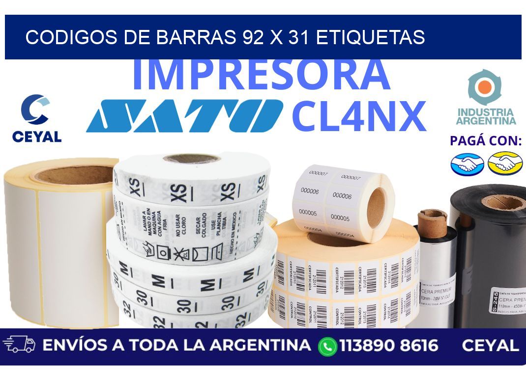 codigos de barras 92 x 31 etiquetas