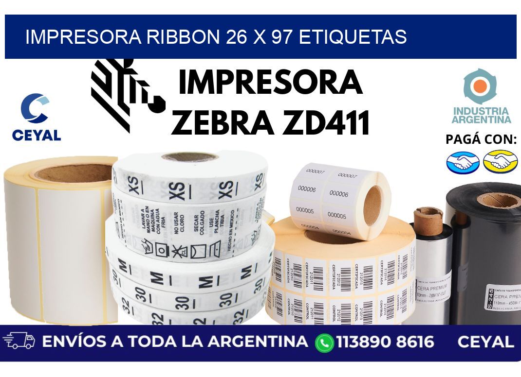 impresora ribbon 26 x 97 etiquetas