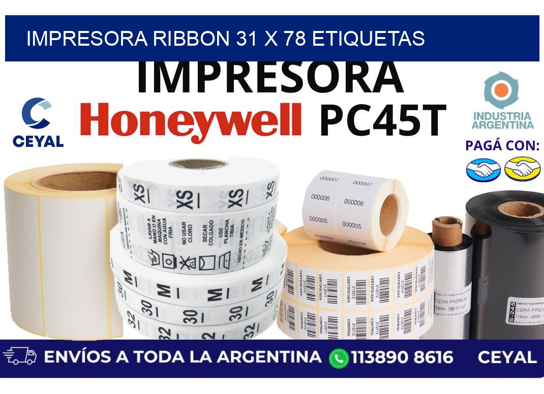 impresora ribbon 31 x 78 etiquetas
