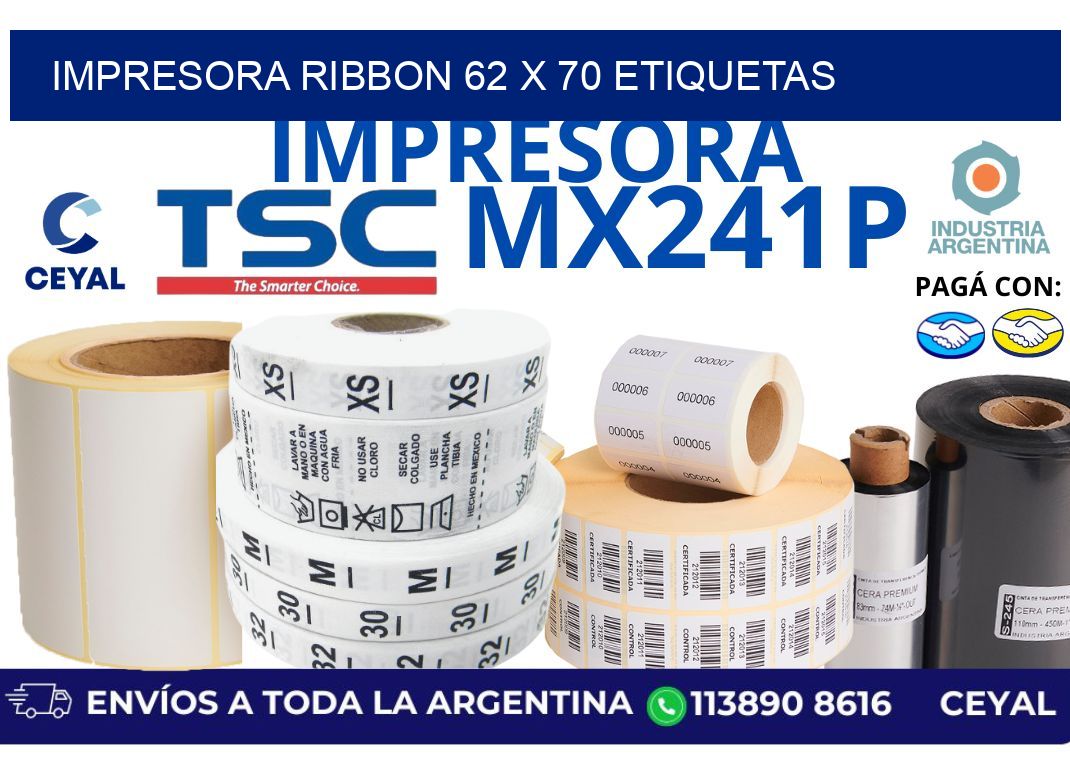 impresora ribbon 62 x 70 etiquetas