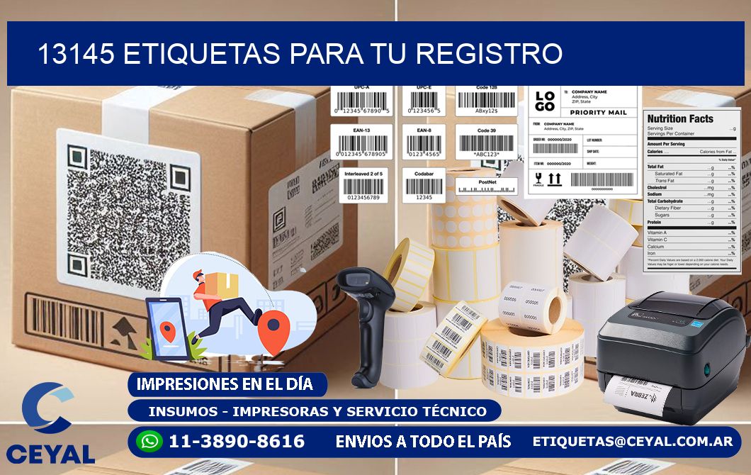 13145 etiquetas para tu registro