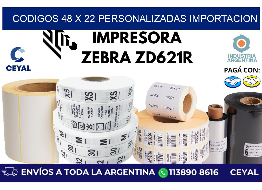 codigos 48 x 22 personalizadas importacion