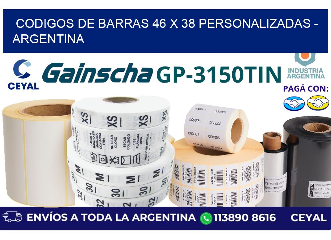 codigos de barras 46 x 38 personalizadas - Argentina