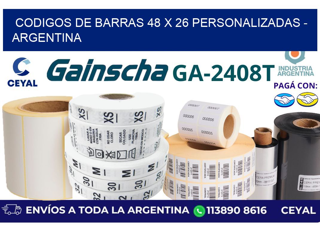 codigos de barras 48 x 26 personalizadas - Argentina