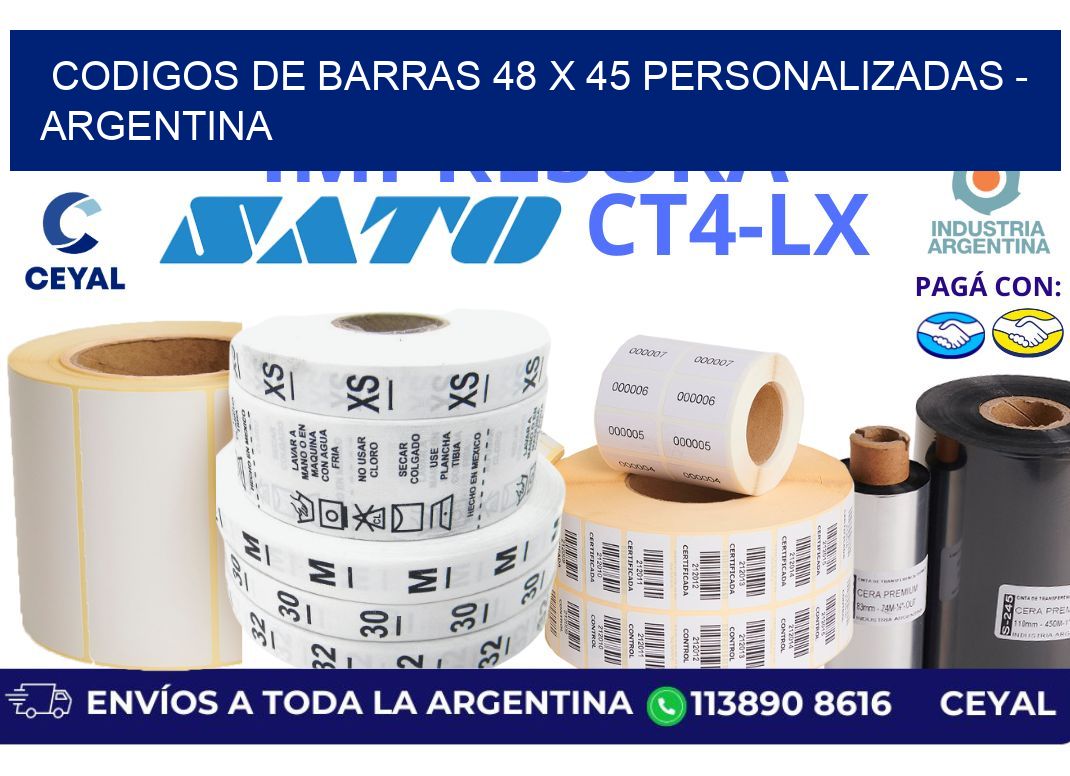 codigos de barras 48 x 45 personalizadas - Argentina
