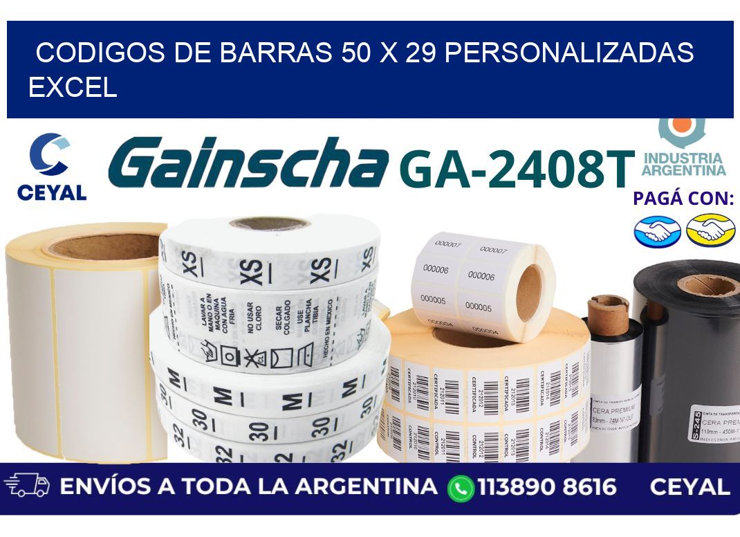 codigos de barras 50 x 29 personalizadas excel