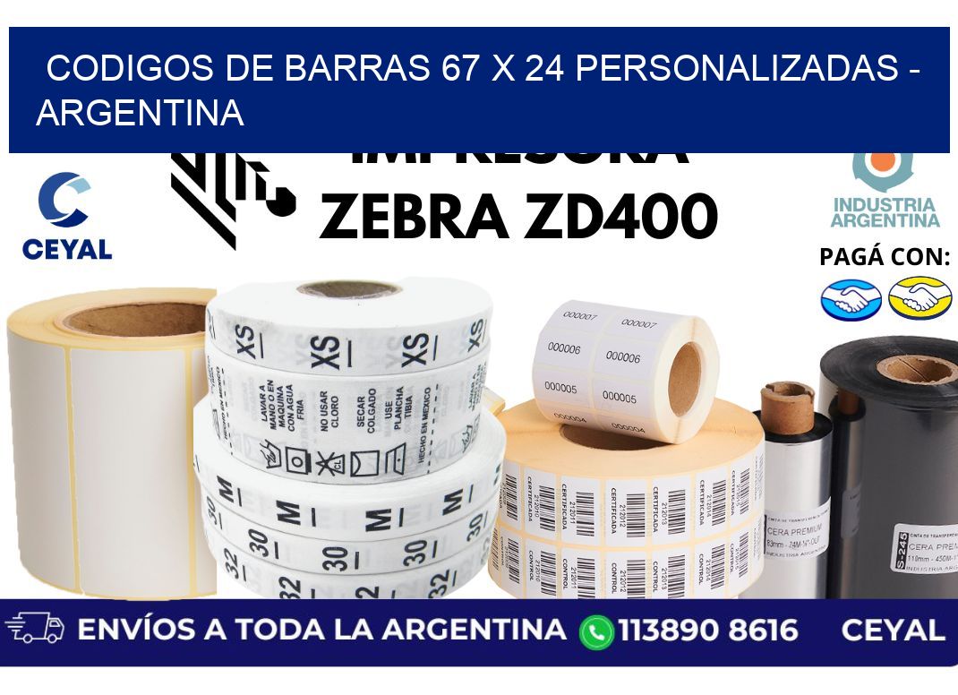 codigos de barras 67 x 24 personalizadas - Argentina