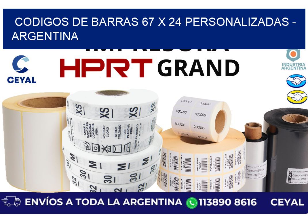 codigos de barras 67 x 24 personalizadas - Argentina