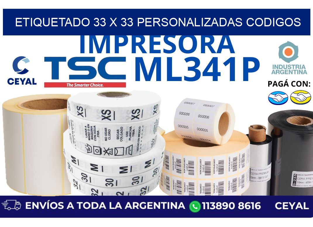 etiquetado 33 x 33 personalizadas codigos