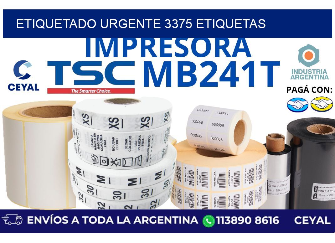 etiquetado urgente 3375 etiquetas