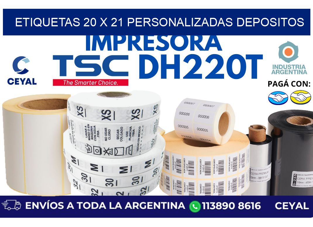 etiquetas 20 x 21 personalizadas depositos