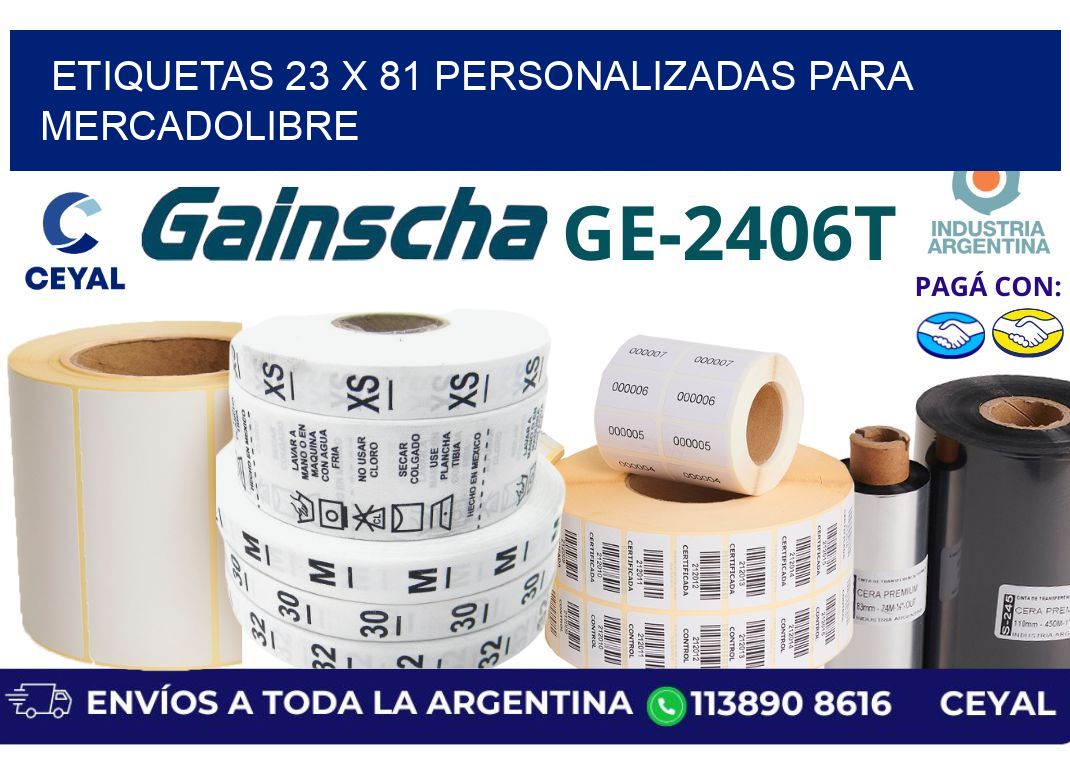 etiquetas 23 x 81 personalizadas para mercadolibre