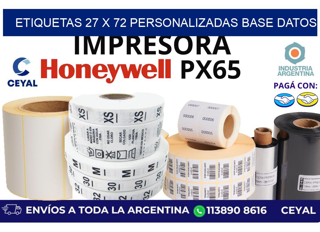 etiquetas 27 x 72 personalizadas base datos