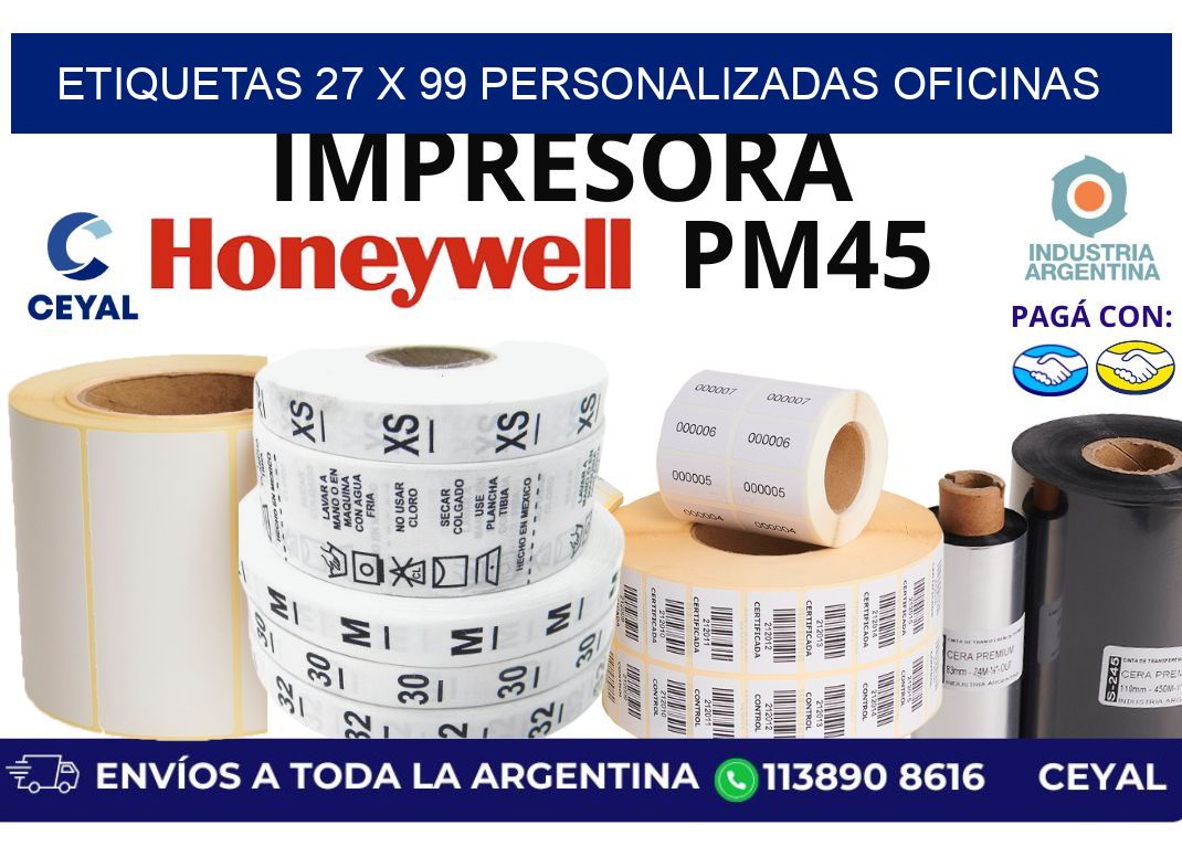 etiquetas 27 x 99 personalizadas oficinas