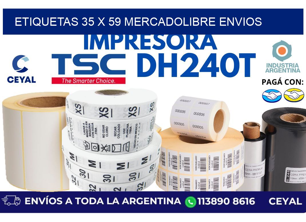 etiquetas 35 x 59 mercadolibre envios