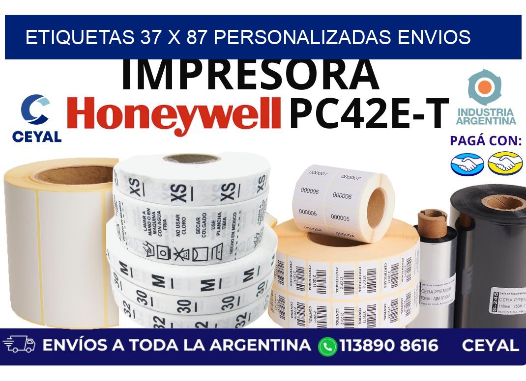 etiquetas 37 x 87 personalizadas envios