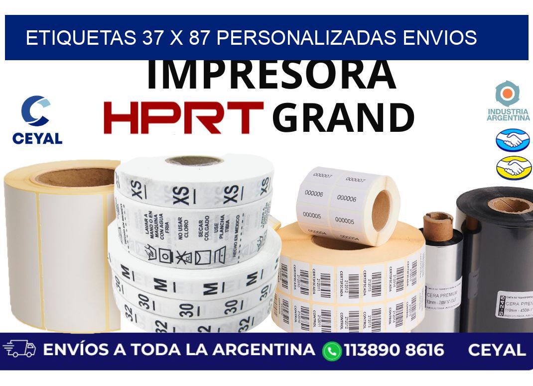 etiquetas 37 x 87 personalizadas envios