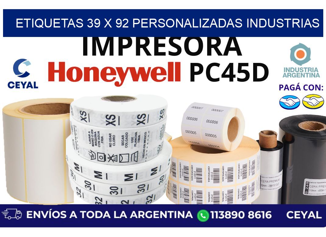 etiquetas 39 x 92 personalizadas industrias