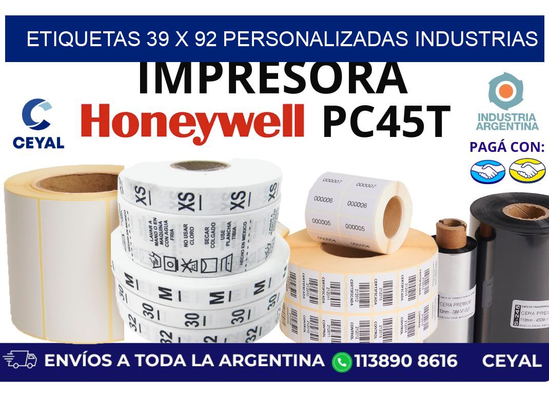 etiquetas 39 x 92 personalizadas industrias