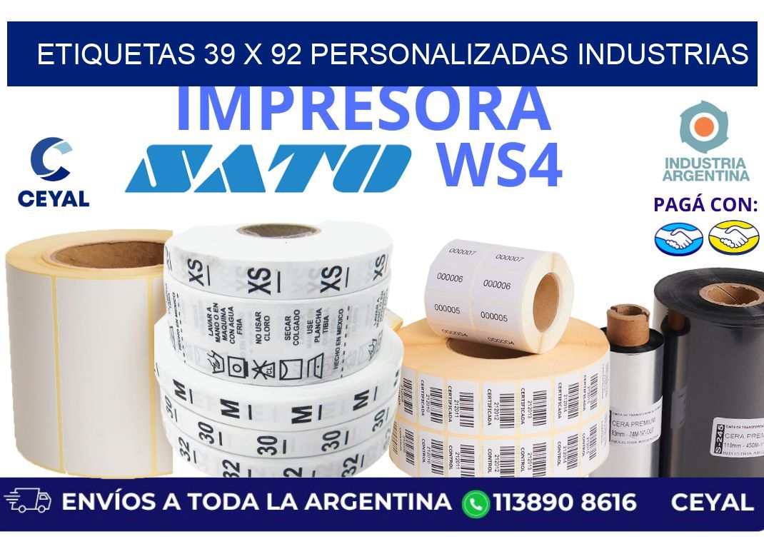 etiquetas 39 x 92 personalizadas industrias