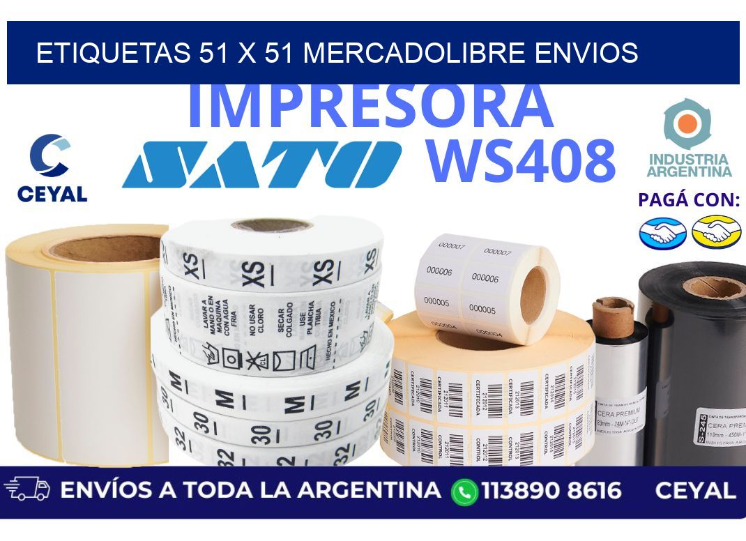 etiquetas 51 x 51 mercadolibre envios