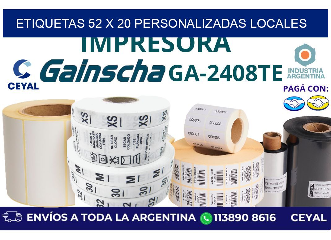 etiquetas 52 x 20 personalizadas locales